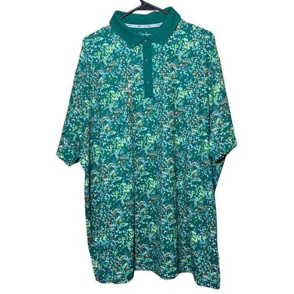 Walter Hagen Men’s P 11 Green Garden Party Print Short Sleeve Golf Polo Size 2XL - Picture 2 of 7